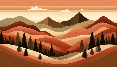 Mountain landscape design file showing detailed terracotta sunset peaks pattern