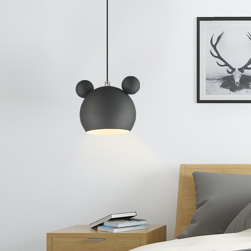 Kids Pendant Light  Mouse Shape Design in Gray Metal - Product detail 5