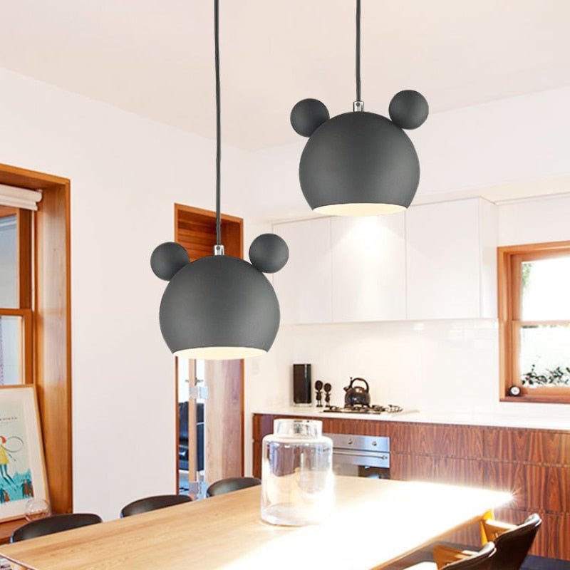 Kids Pendant Light  Mouse Shape Design in Gray Metal - Product detail 4