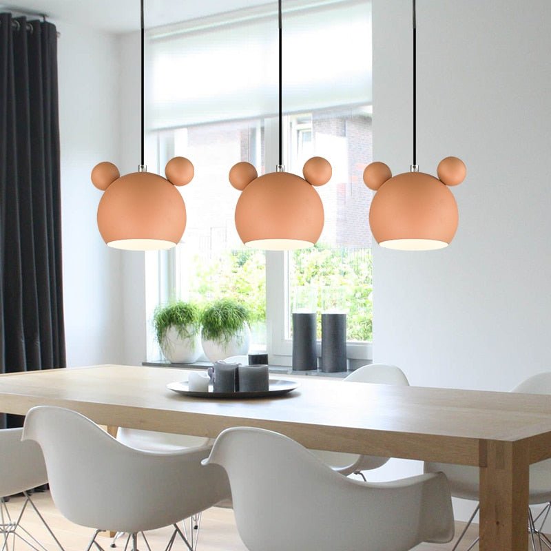 Kids Pendant Light  Mouse Shape Design in Gray Metal - Product example