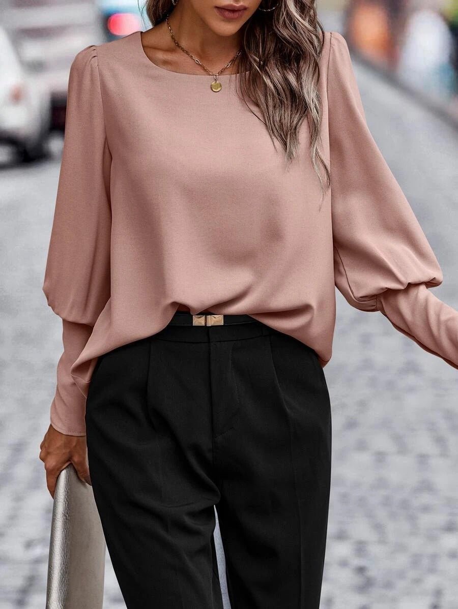 Elegant Long Sleeve Blouse Soft Puff Sleeve Design - Product example
