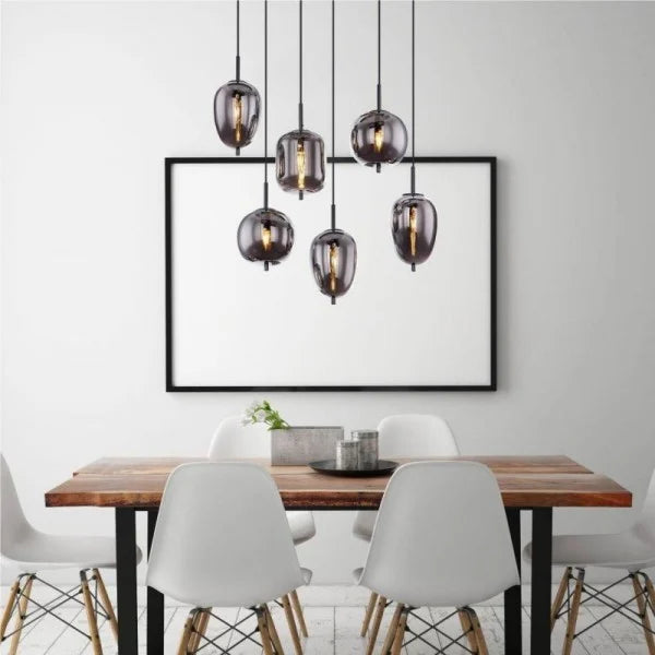Modern Pendant Light Smoke Glass Multi Globe Design - Product showcase