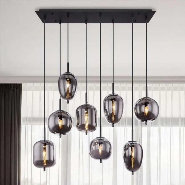 Modern Pendant Light Smoke Glass Multi Globe Design - Product example