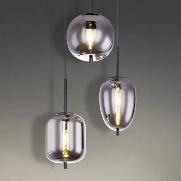 Modern Pendant Light Smoke Glass Multi Globe Design - Product detail 8