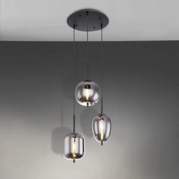 Modern Pendant Light Smoke Glass Multi Globe Design - Product detail 5