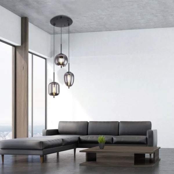Modern Pendant Light Smoke Glass Multi Globe Design - Product detail 7