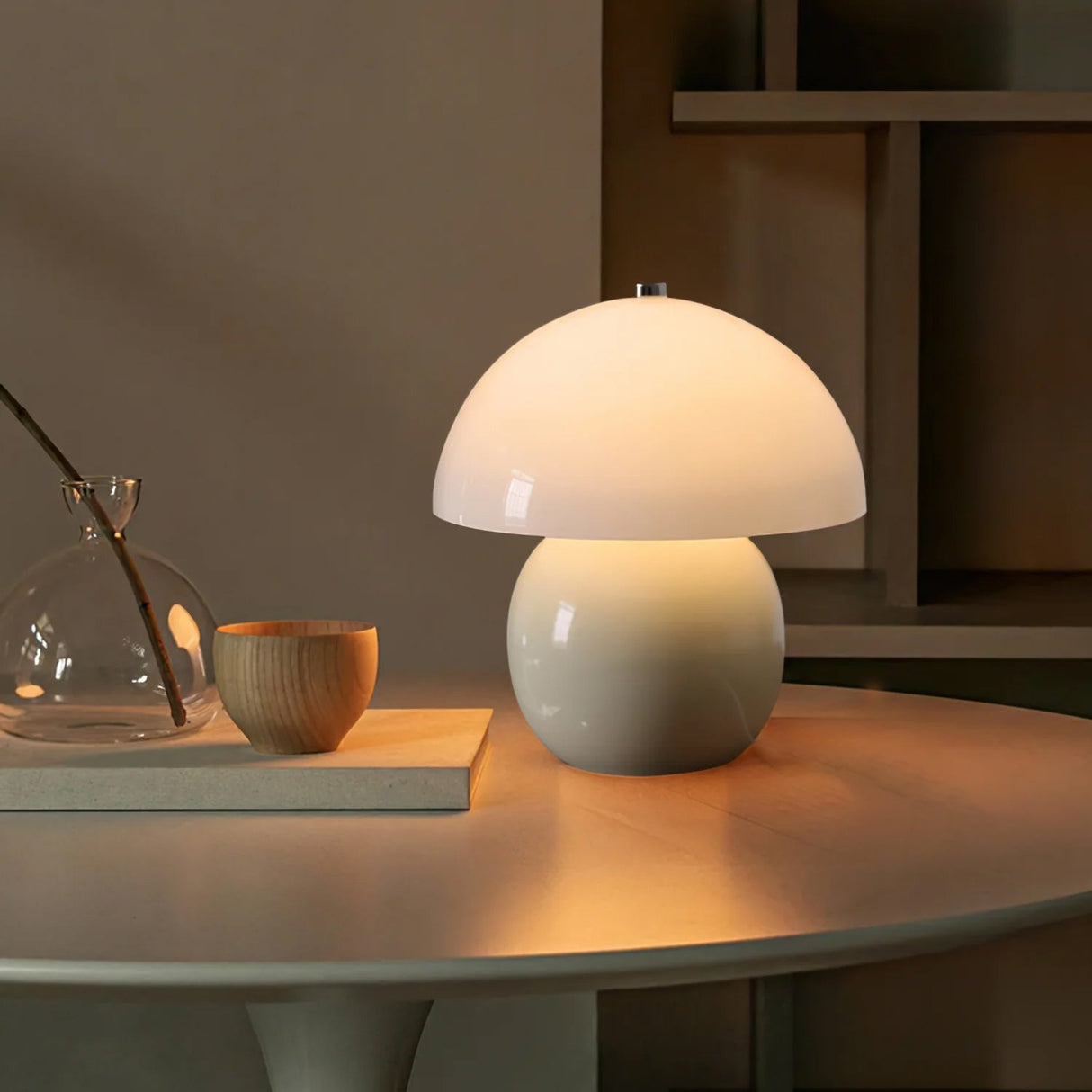 Retro Mushroom Table Lamp Ceramic Orange Dome Design - Product detail 9