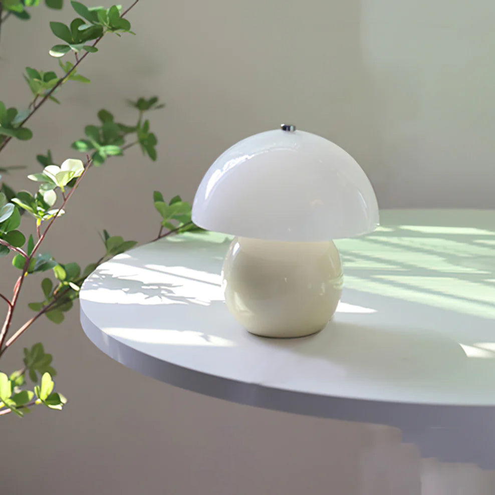 Retro Mushroom Table Lamp Ceramic Orange Dome Design - Product example