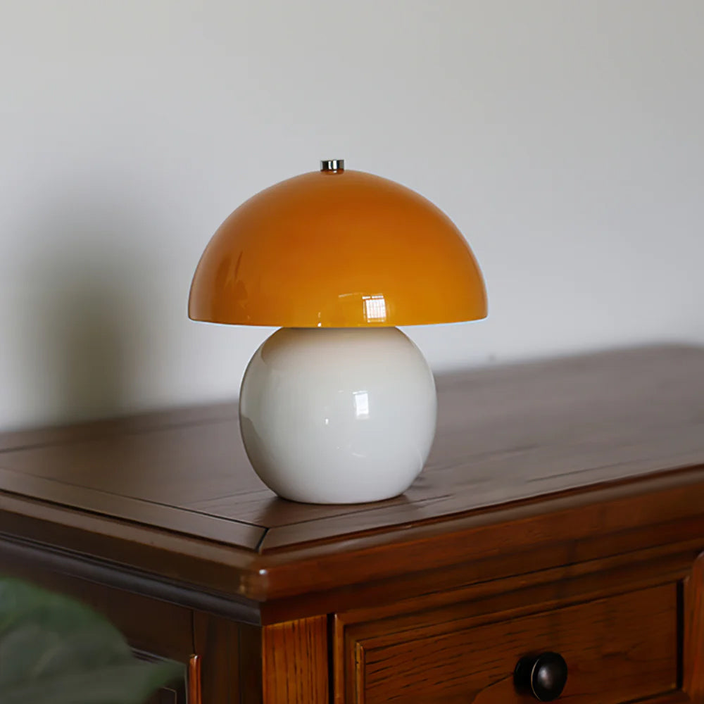 Retro Mushroom Table Lamp Ceramic Orange Dome Design - Product detail 11