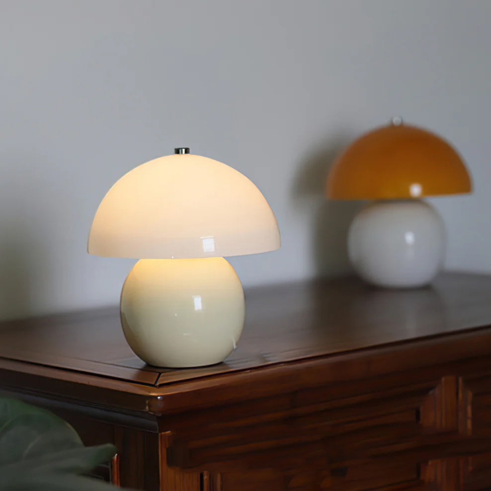 Retro Mushroom Table Lamp Ceramic Orange Dome Design - Product detail 4