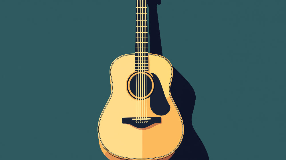 Acoustic guitar art design file showing detailed minimalist pattern on teal background