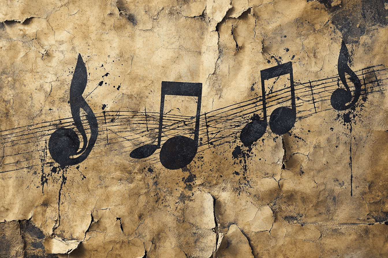 Music Notes Wallpaper design file showing detailed vintage sheet music pattern and texture