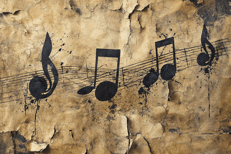Music Notes Wallpaper design file showing detailed vintage sheet music pattern and texture