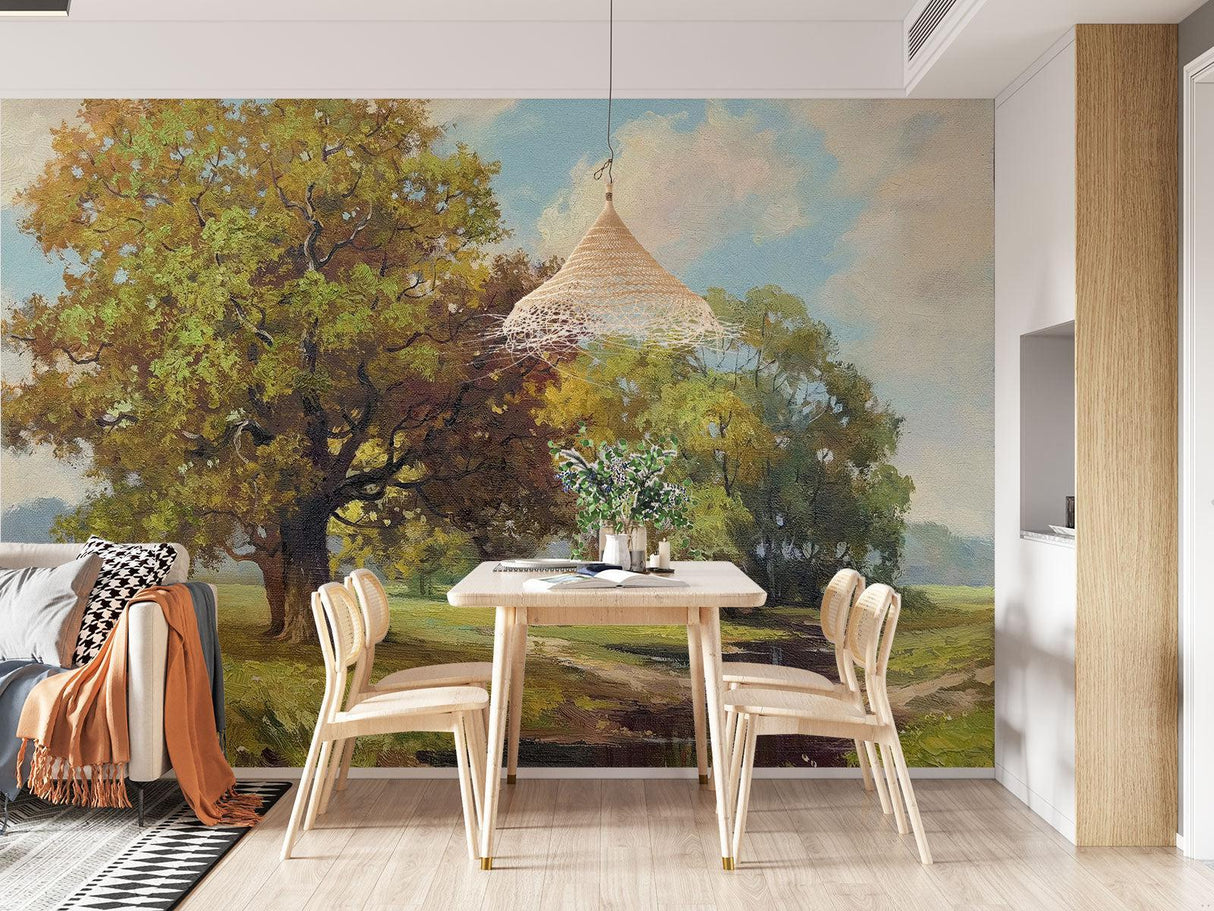 Nature Scene Wallpaper installed in entrance hall showing scale