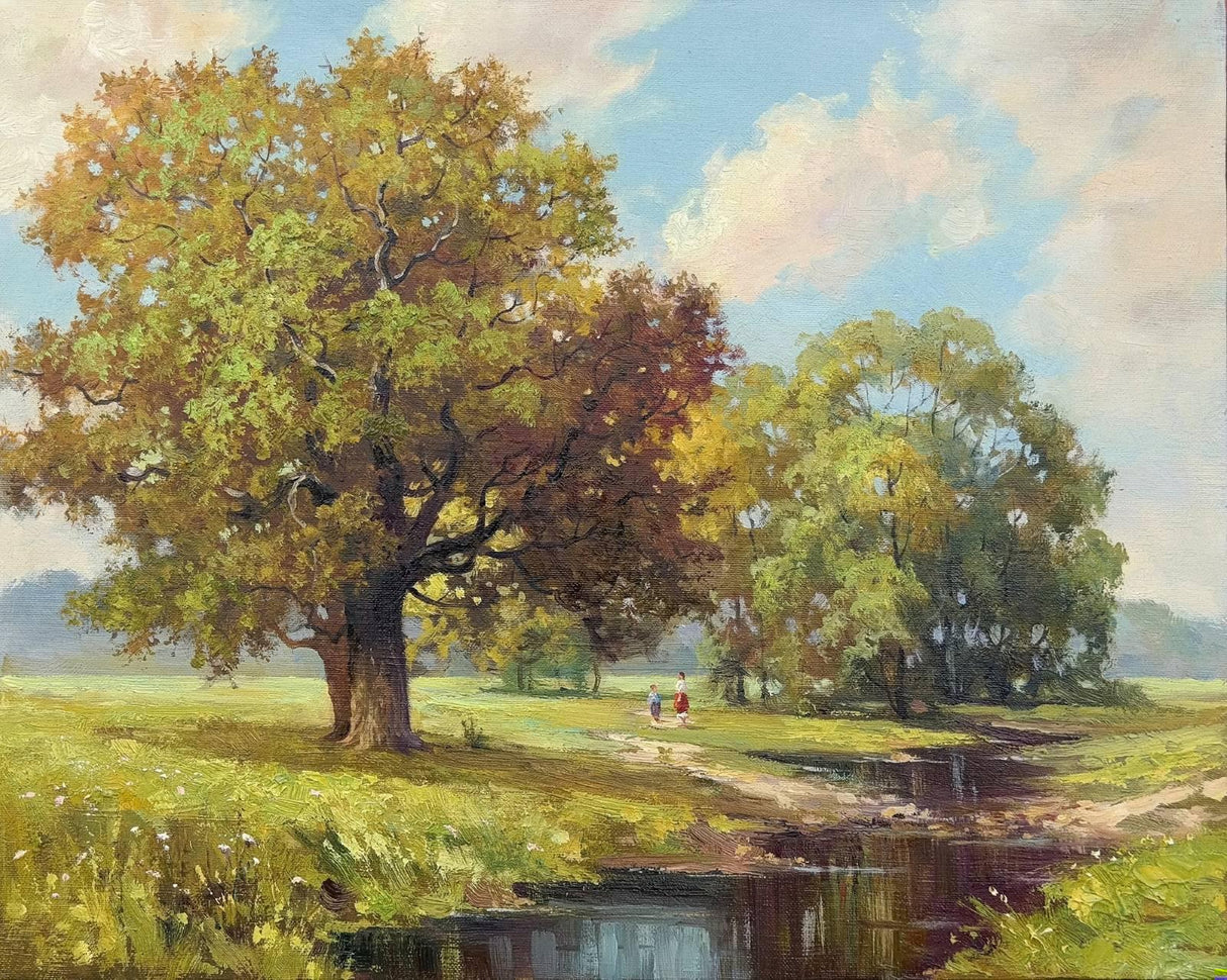 Oak Tree Landscape Wallpaper design file showing full pattern and colors