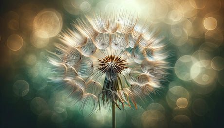 Ethereal Dandelion Close-up design file showing intricate seed details and bokeh effects