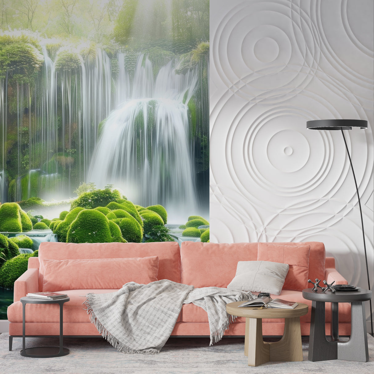 Waterfall Paradise Mural bringing natural beauty to home office space