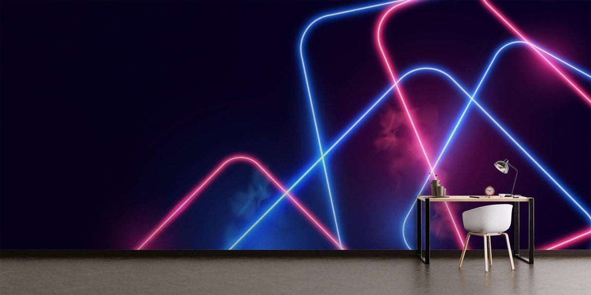 Modern geometric wallpaper bringing energy to a teen bedroom