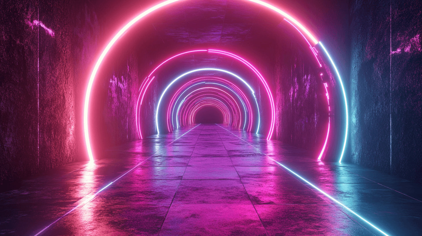 Design file of 3D neon tunnel optical illusion pattern with glowing portal effect