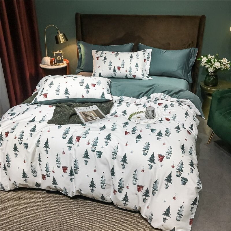 Holiday Cotton Duvet Set  Egyptian Cotton Christmas Tree Pattern - Product example