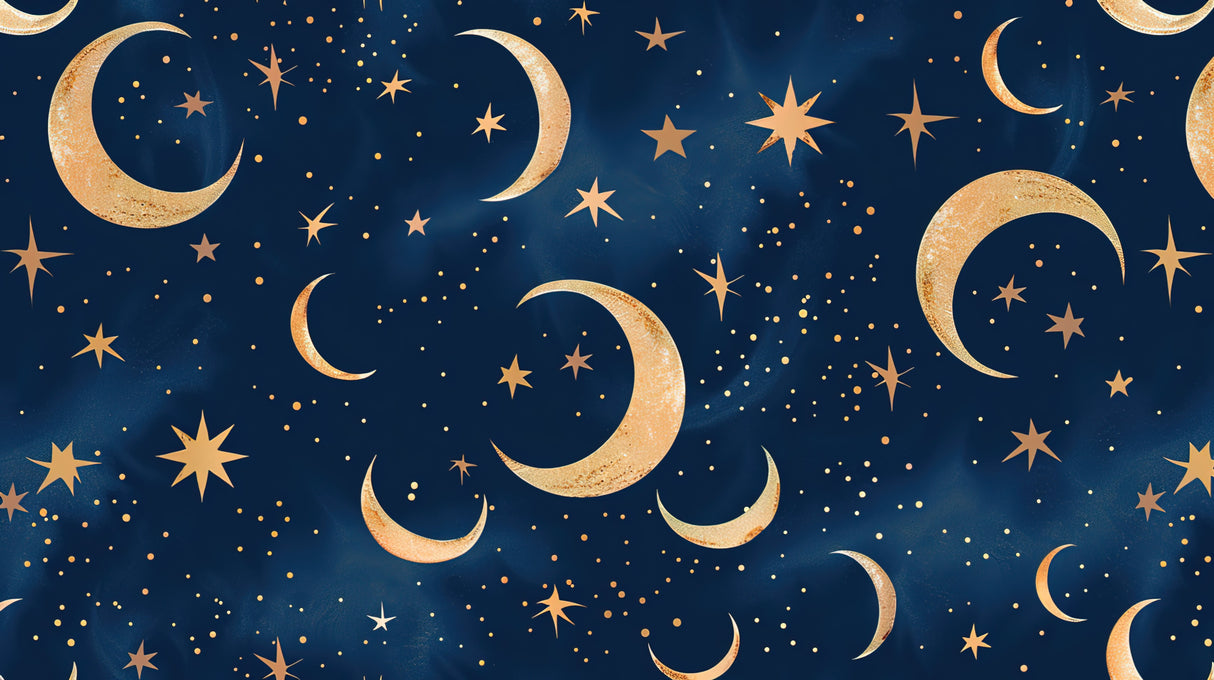 Night sky wallpaper design file showing intricate golden moon and star pattern