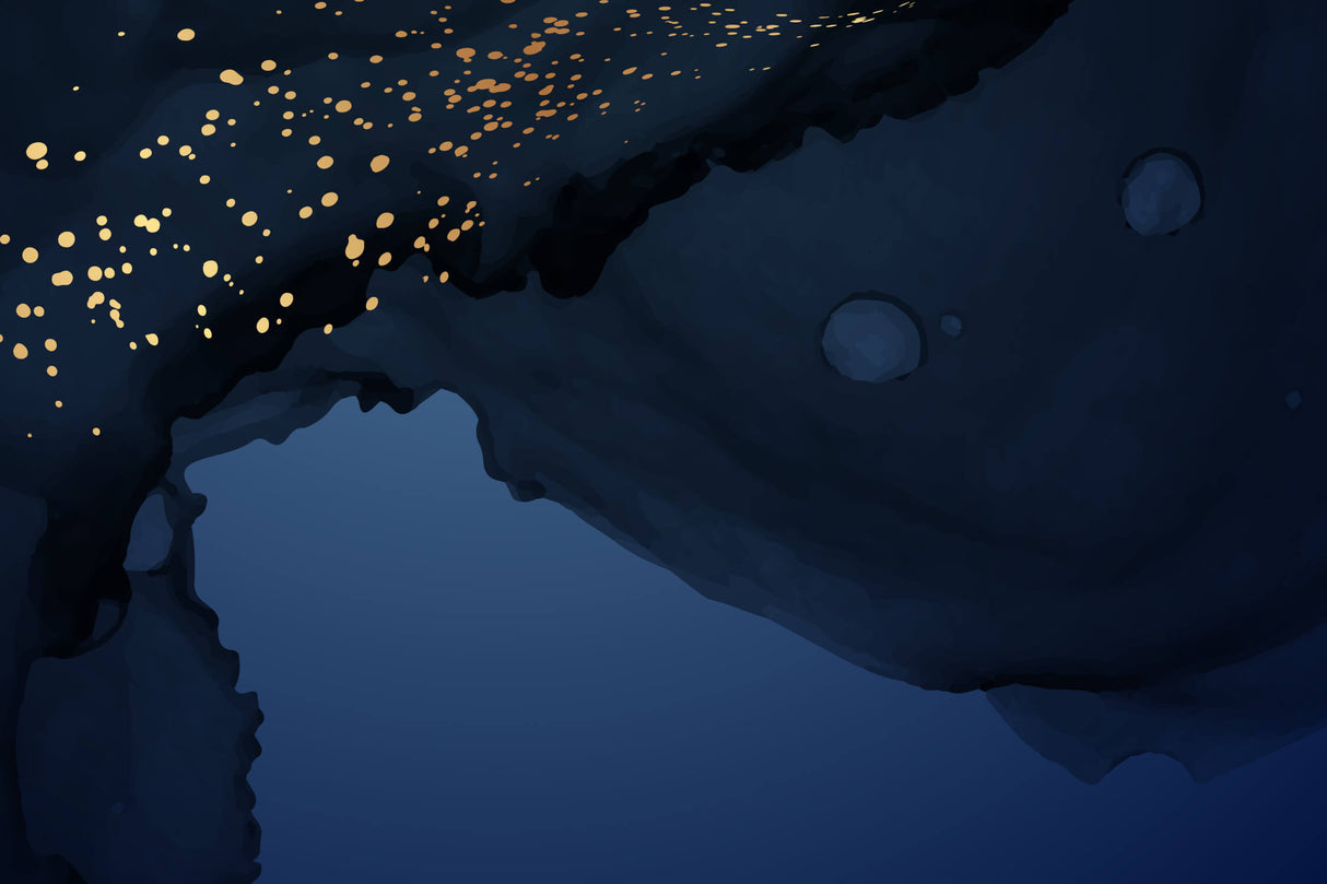 Design file showing intricate details of modern night sky pattern with golden accents