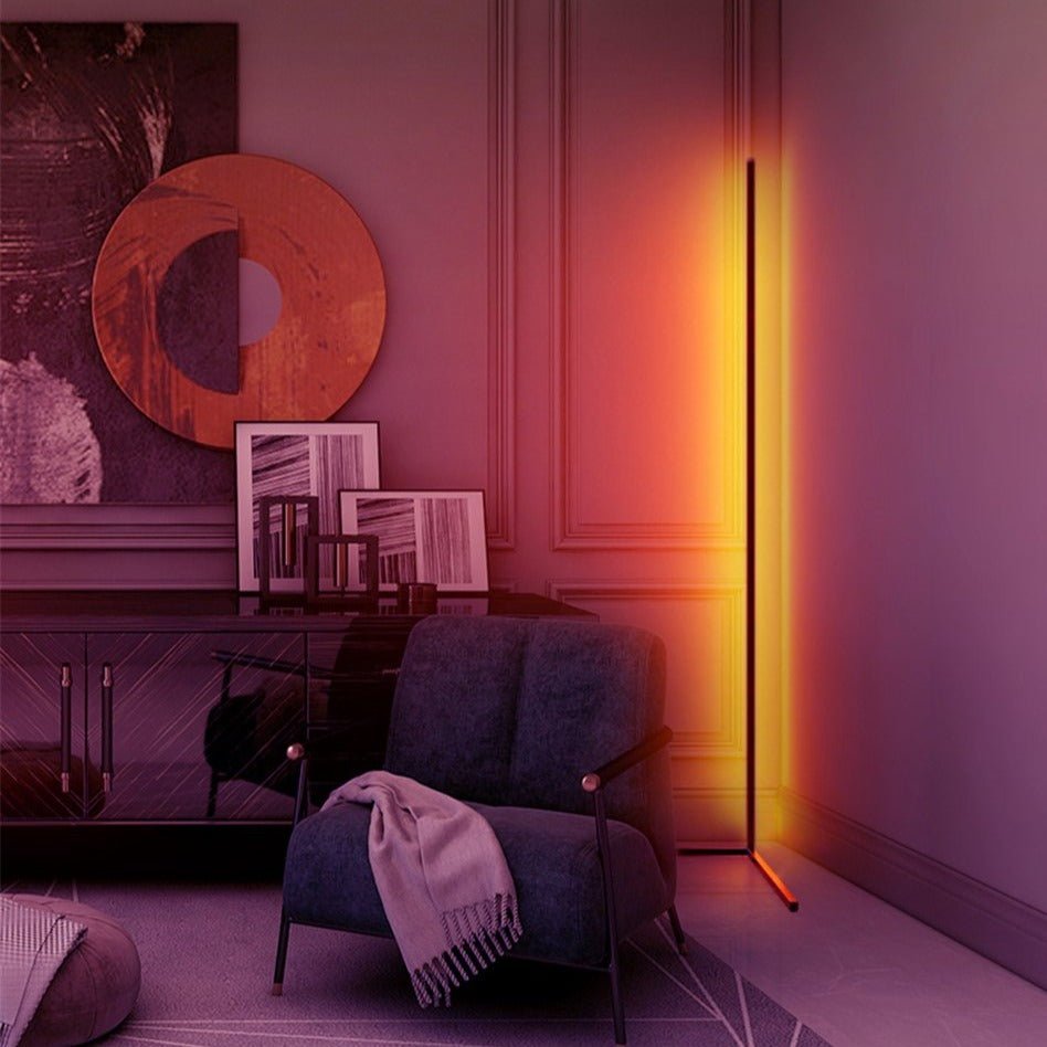 Modern Corner Floor Lamp  RGB Color Changing LED Design - Detailed view