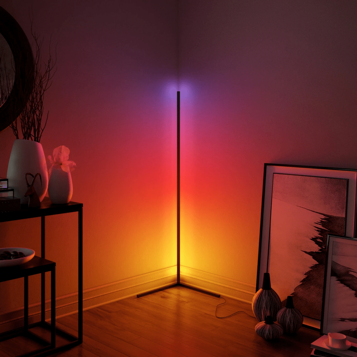 Modern Corner Floor Lamp  RGB Color Changing LED Design - Product example
