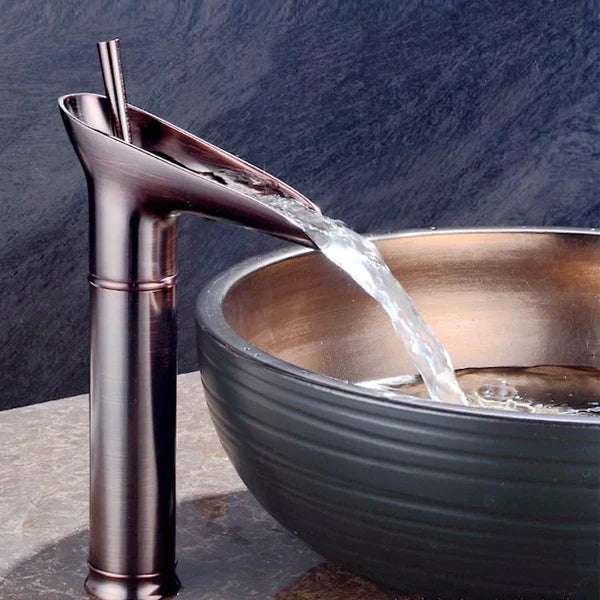Waterfall Bathroom Faucet  Antique Brass Single Handle Design - Product detail 6