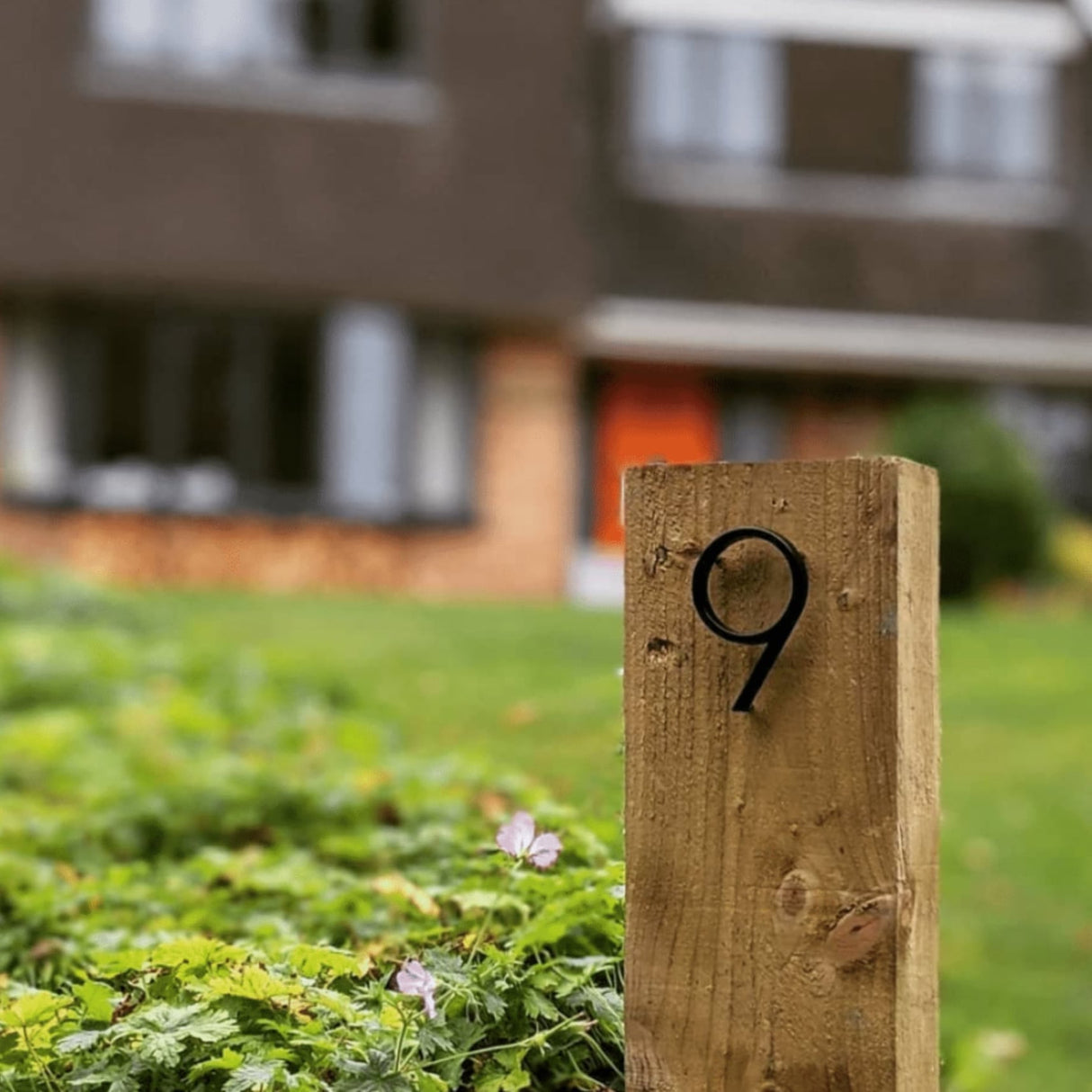 Modern House Numbers Black Metal Address Plaque - Product example