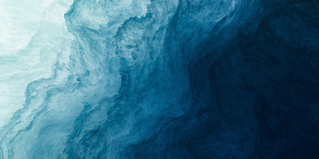 Ocean wave wallpaper design file showing fluid abstract pattern in rich navy to aqua gradient