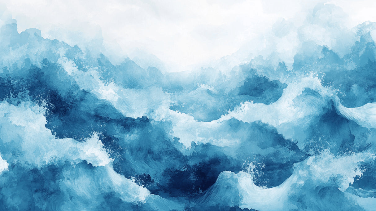 Ocean wave wallpaper design file showing detailed watercolor brush strokes and wave patterns