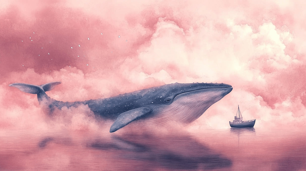 Dreamy whale design file showing detailed pink clouds and marine pattern