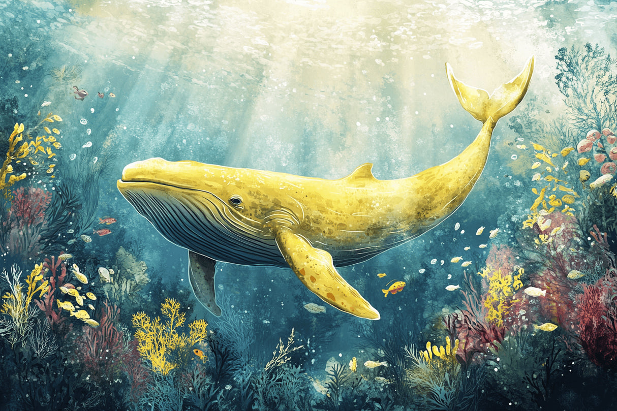 Golden Whale design file showing intricate underwater pattern with coral details