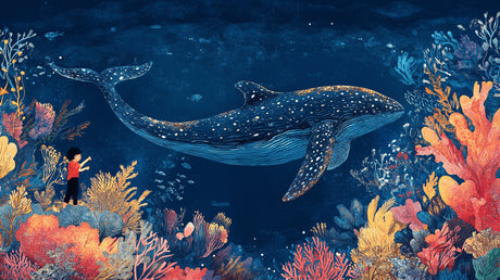 High-resolution design file of Magical Whale and Coral Adventure pattern