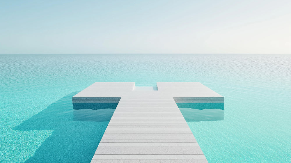 Ocean bridge wallpaper design file showing clean lines and turquoise water pattern