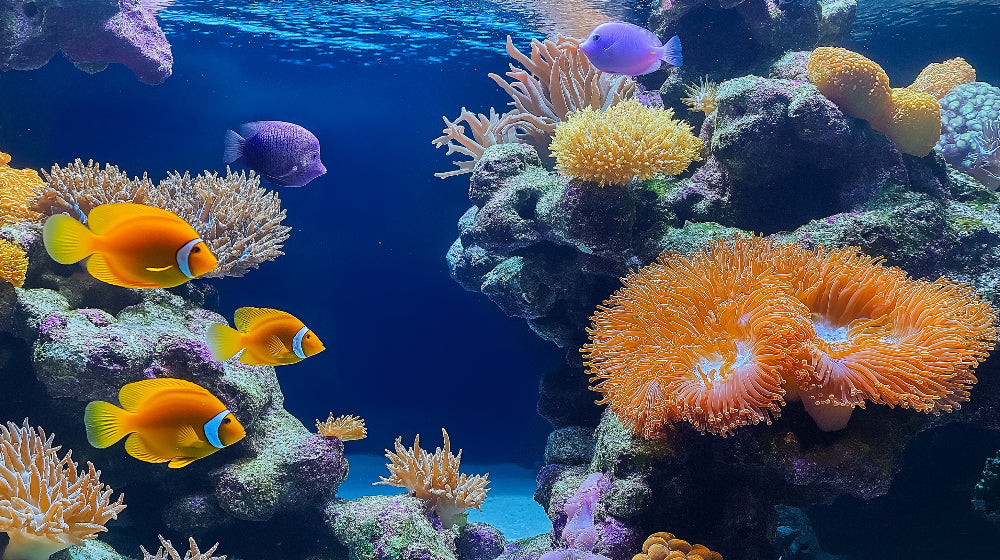 Tropical reef wallpaper design file showing detailed coral formations and exotic fish pattern