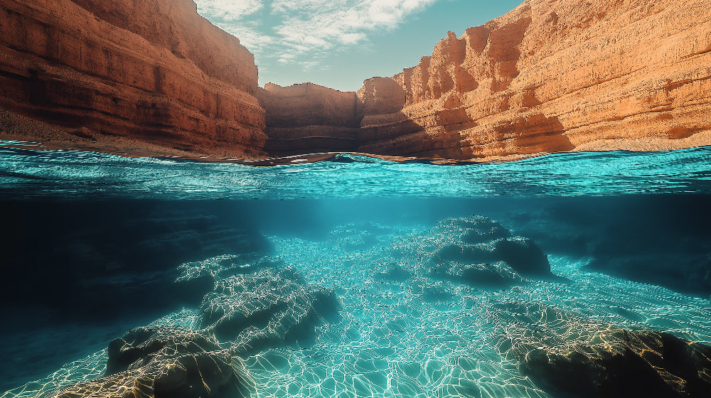 Underwater Canyon design file showing detailed turquoise waters and rock formation pattern