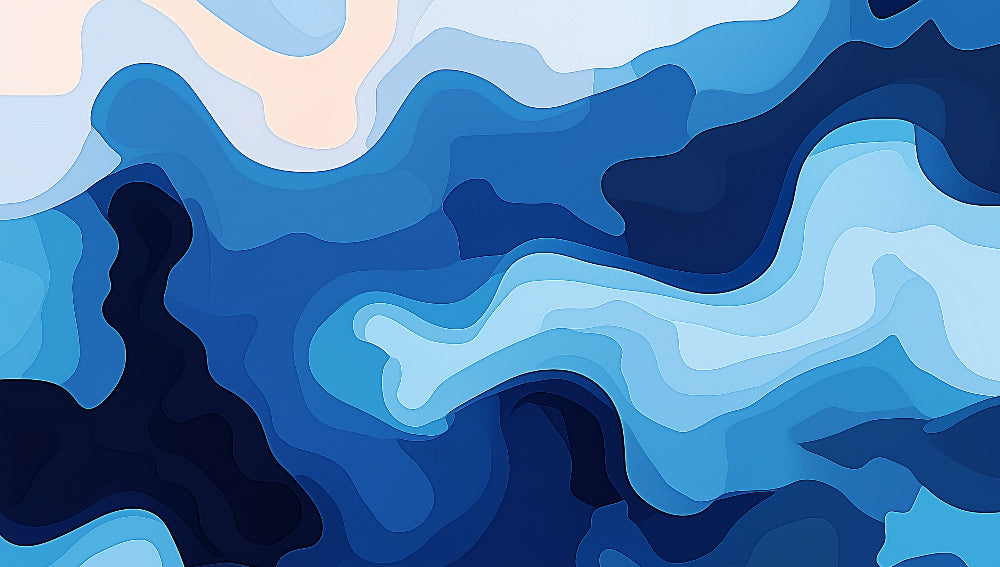 Abstract ocean wave wallpaper design file showing fluid blue layers and wave patterns