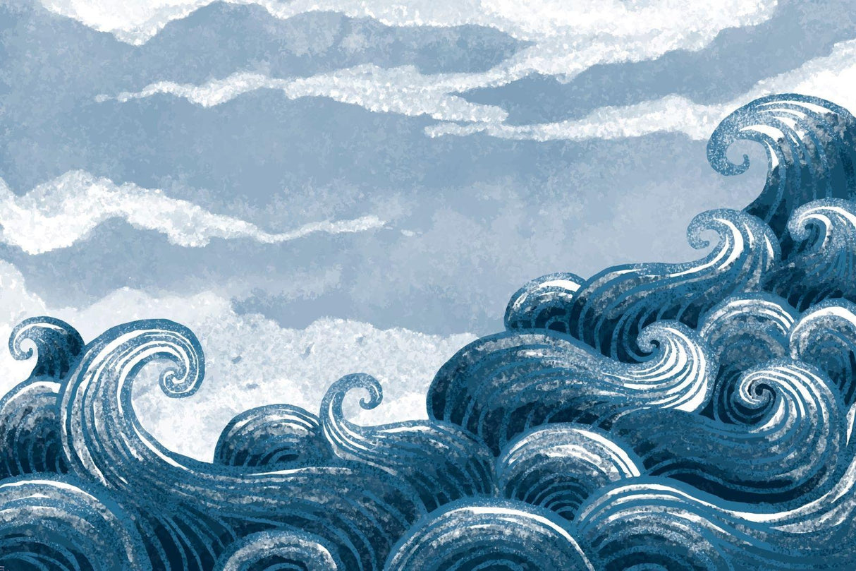 Japanese wave pattern design file showing intricate details and rich blue tones