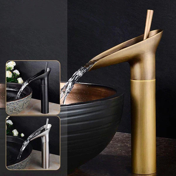 Waterfall Bathroom Faucet  Antique Brass Single Handle Design - Product detail 5