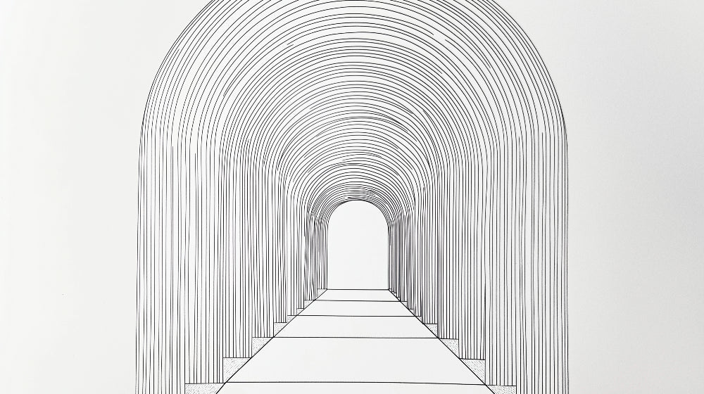 Linear tunnel perspective design file showing black and white optical illusion pattern