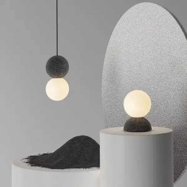 Minimalist Pendant Light Volcanic Rock Glass Sphere Design - Product detail 7