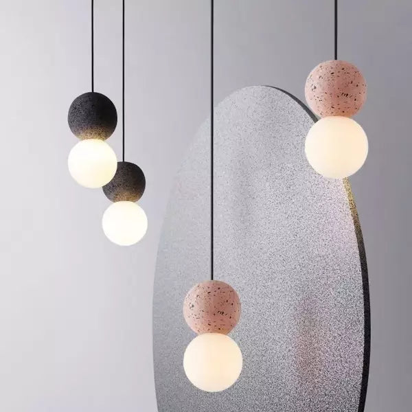 Minimalist Pendant Light Volcanic Rock Glass Sphere Design - Product detail 4