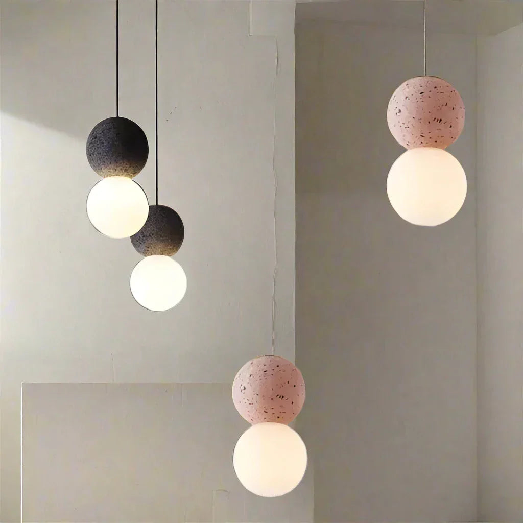 Minimalist Pendant Light Volcanic Rock Glass Sphere Design - Product detail 8
