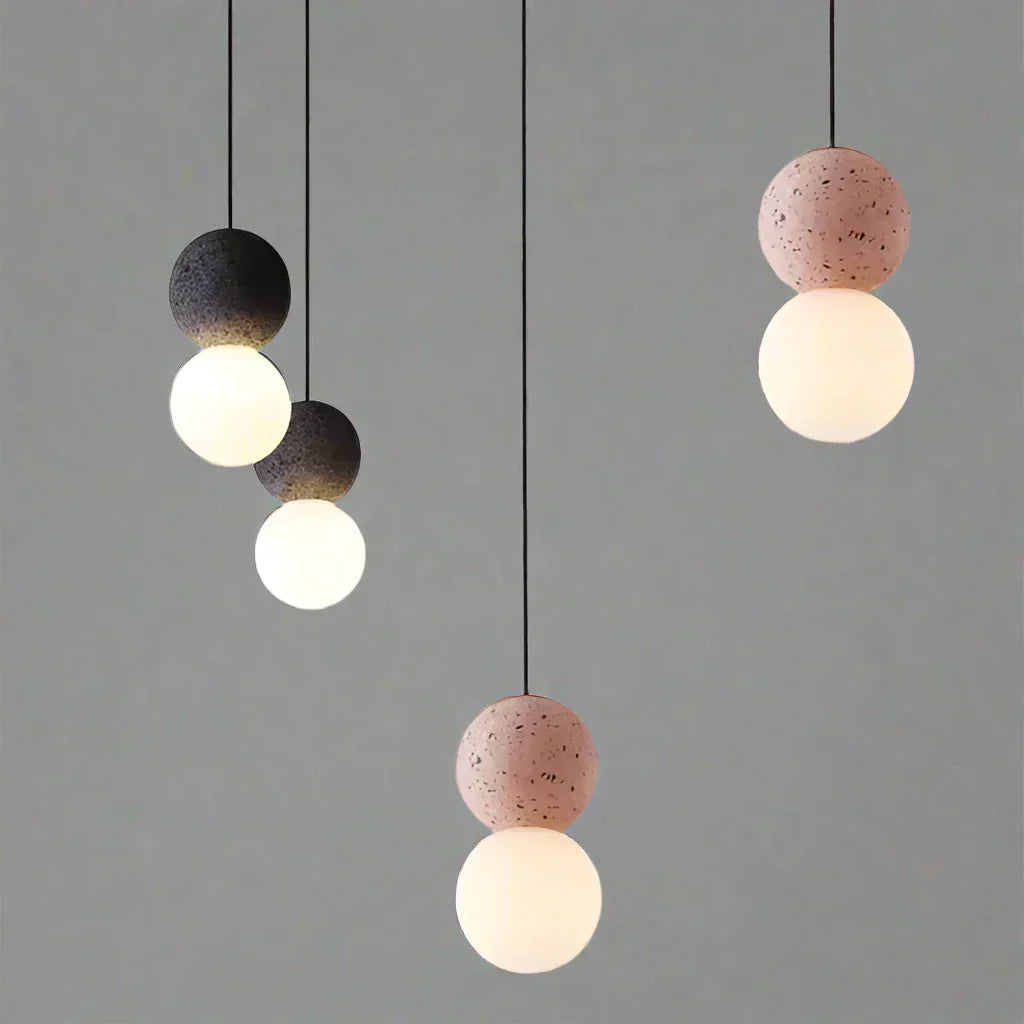 Minimalist Pendant Light Volcanic Rock Glass Sphere Design - Product detail 13