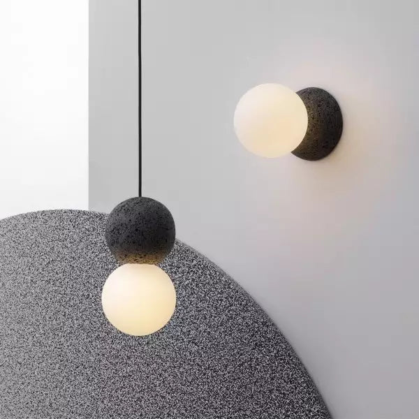Minimalist Pendant Light Volcanic Rock Glass Sphere Design - Product detail 6
