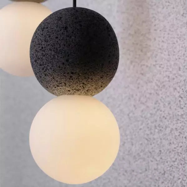 Minimalist Pendant Light Volcanic Rock Glass Sphere Design - Product detail 11