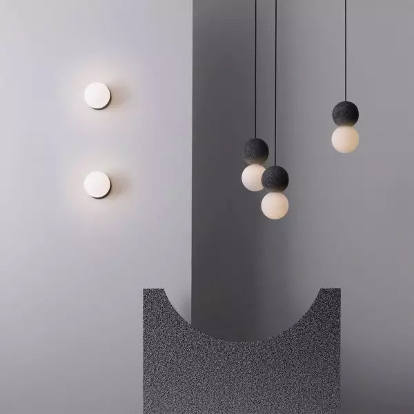 Minimalist Pendant Light Volcanic Rock Glass Sphere Design - Product detail 12