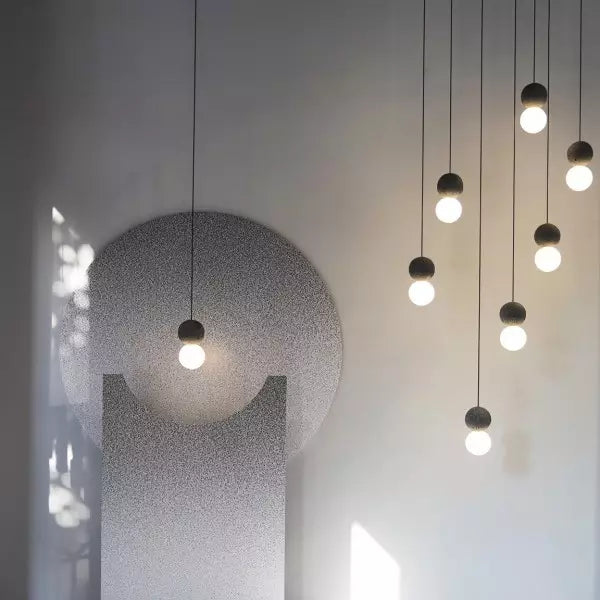 Minimalist Pendant Light Volcanic Rock Glass Sphere Design - Product detail 10